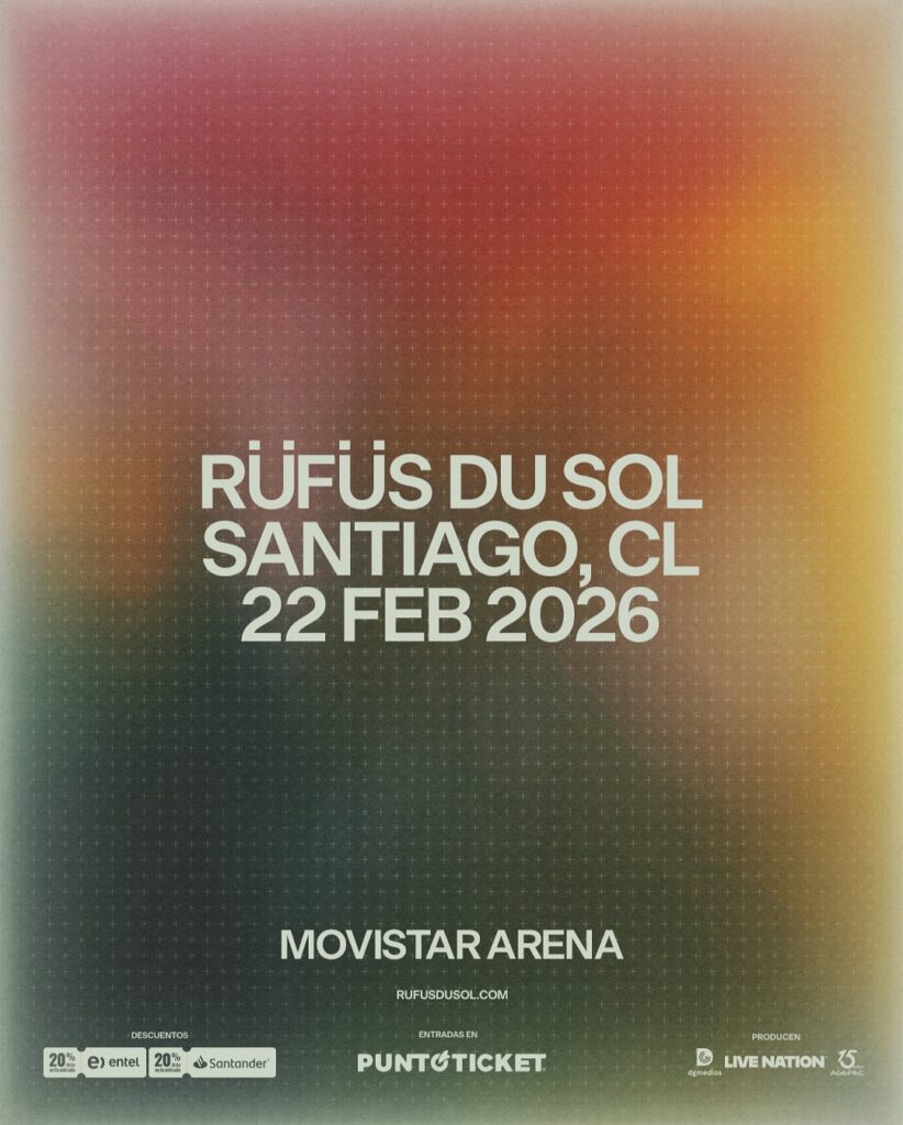 Flyer de Rufus du Sol en Santiago para el 22 de febrero en el Movistar Arena
